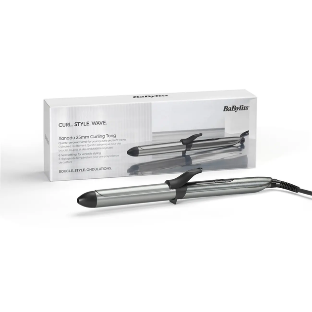 BaByliss Плойка Xanadu, 46Вт, темп.режимів-6, D -25mm, 160-210С, метал, сірий - Фото 6 BaByliss Плойка Xanadu, 46Вт, темп.режимів-6, D -25mm, 160-210С, метал, сірий - зображення 6