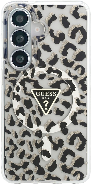 Etui Guess IML Leopard Print Triangle MagSafe do Samsung Galaxy S26 Black (3666339613884) - obraz 3