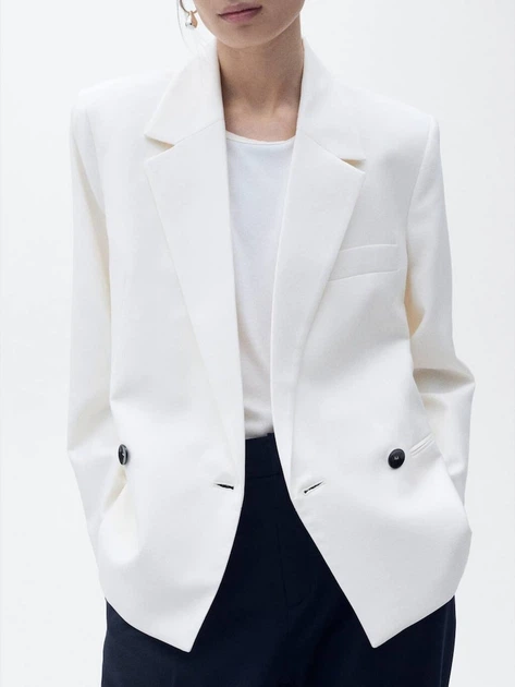 Контрастний двобортний блейзер Mango Jacket - Фото 4 Контрастний двобортний блейзер Mango Jacket - изображение 4