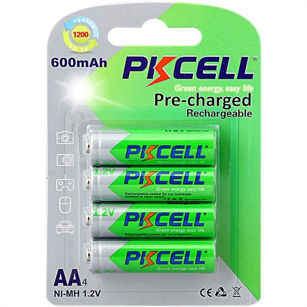 Акумулятор AA 600mAh, 1.2V Ni-MH, RTU rechargeable battery, PKCELL, 4pcs/card - Фото 1 Акумулятор AA 600mAh, 1.2V Ni-MH, RTU rechargeable battery, PKCELL, 4pcs/card - изображение 1