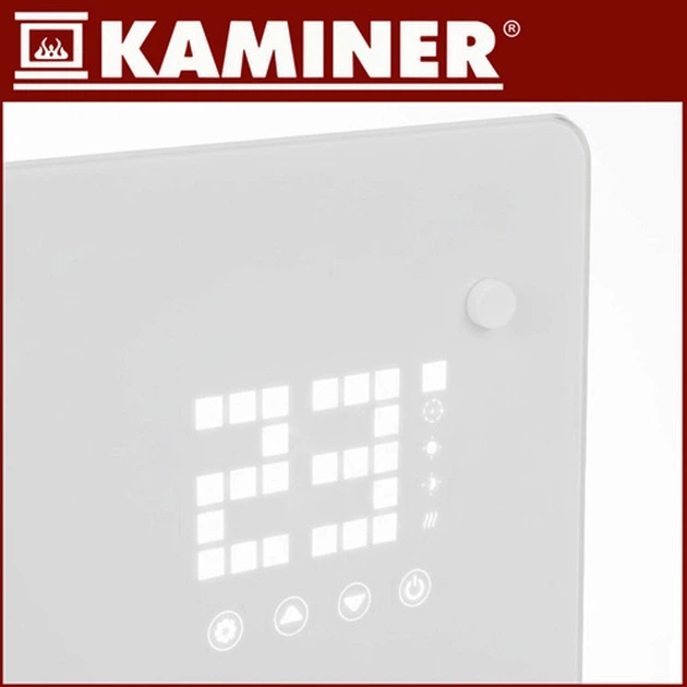 Электрический стеклянный конвектор Zelva Kaminer 26573 White напольный обогреватель 2.5 кВт терморегулятор и LED дисплей управление через Wi-Fi и пультом - изображение 7