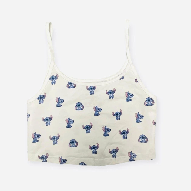 Топ Primark жіночий бавовняний на тонких бретелях з принтом Стіч Stitch розмір S (EUR 38-40) білий - Фото 1 Топ Primark жіночий бавовняний на тонких бретелях з принтом Стіч Stitch розмір S (EUR 38-40) білий - изображение 1