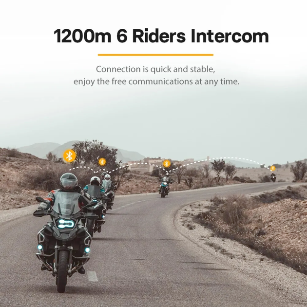 Мотогарнітура FreedConn FG Bluetooth 5.0, мотоінтерком до 1000 м, 10 райдерів - зображення 7