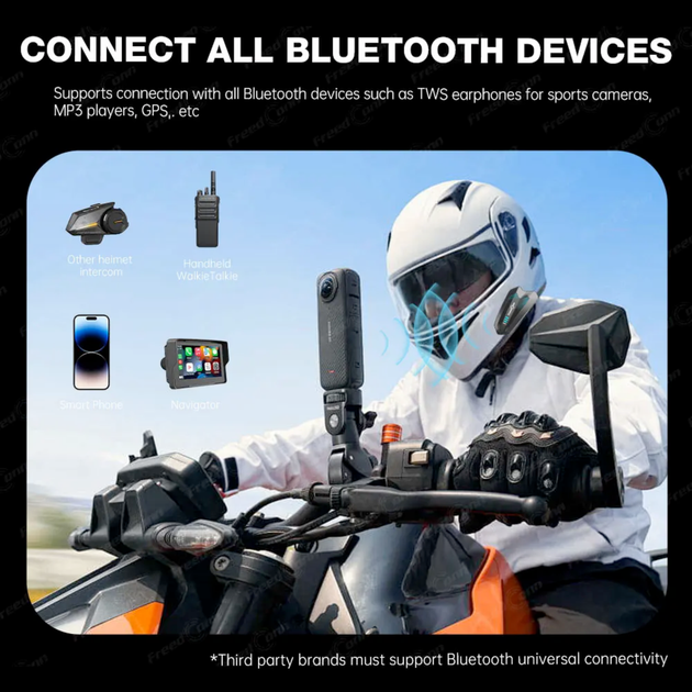 Мотоінтерком FreedConn HERO V2 EU Bluetooth 5.1 до 1000 м 1100 мАг - зображення 7