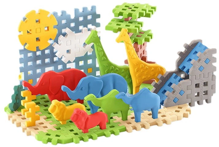 Klocki konstrukcyjne Marioinex Mini Waffle z figurkami zwierząt 50 elementów 07078 (5903033907078) - obraz 4