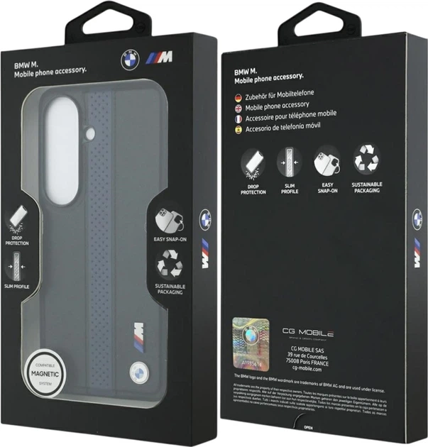 Etui BMW Perforated Stripe Logo MagSafe do Samsung Galaxy S26 Black/Blue (BMHMS26S25PCPSKB) - obraz 8