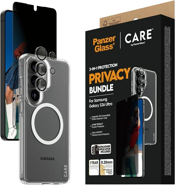 Захисний набір Panzer Glass 3-in-1 Privacy Bundle для Samsung Galaxy S26 Ultra Transparent (CR71355) - зображення 5