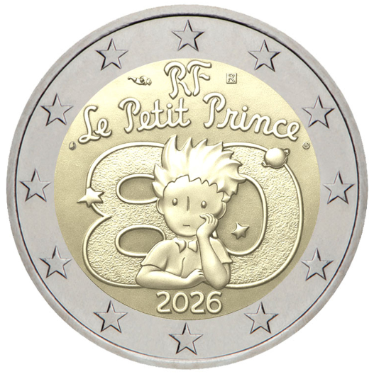 Монета 2 євро Маленький принц у сувенірному пакованні BU. Франція 2026 Le Petit Prince - изображение 2