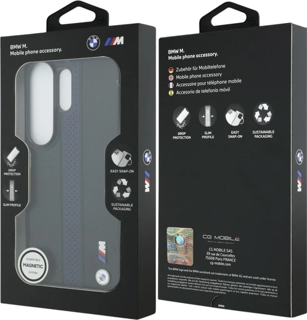 Etui BMW Perforated Stripe Logo MagSafe do Samsung Galaxy S26 Ultra Black/Blue (BMHMS26L25PCPSKB) - obraz 8