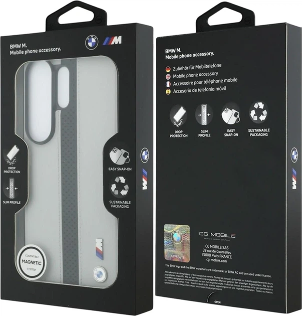 Etui BMW Perforated Stripe Logo MagSafe do Samsung Galaxy S26 Ultra Grey/Black (BMHMS26L25PCPSGK) - obraz 8