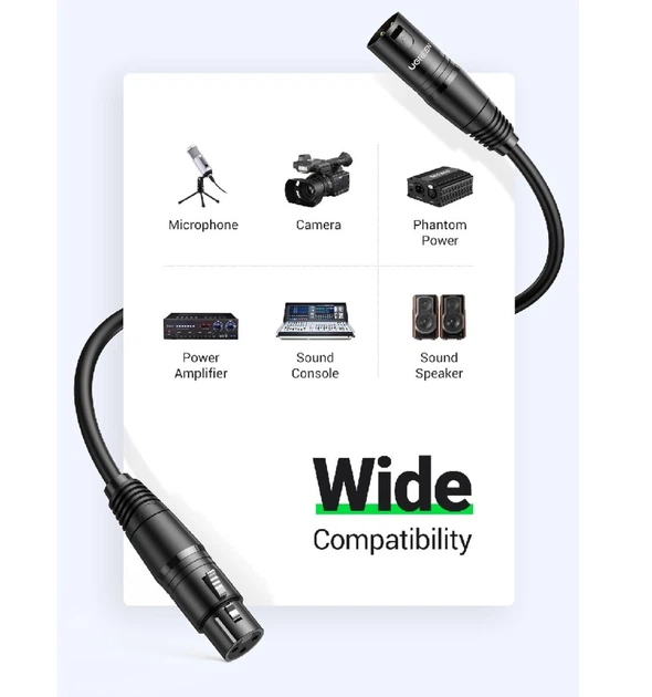 Аудіокабель UGREEN AV130 Cannon Male to Female Microphone Extension Audio Cable 5m Black (UGR-20712) - Фото 3 Аудіокабель UGREEN AV130 Cannon Male to Female Microphone Extension Audio Cable 5m Black (UGR-20712) - зображення 3