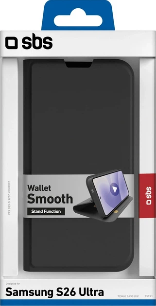 Etui z klapką SBS Wallet Smooth Case with Flip Cover do Samsung Galaxy S26 Ultra Black (TEWALSAS26UK) - obraz 2