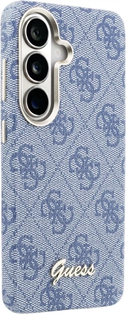 Etui plecki Guess 4G Script MagSafe do Samsung Galaxy S26 Blue (3666339613037) - obraz 4