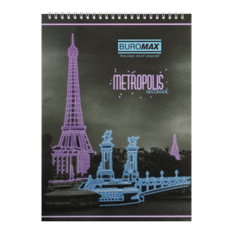 Блокнот BUROMAX А4 на гориз. спір. 48арк. Metropolis 24445101-07 фіолетовий /BM.24445101-07/ - Фото 1 Блокнот BUROMAX А4 на гориз. спір. 48арк. Metropolis 24445101-07 фіолетовий /BM.24445101-07/ - зображення 1