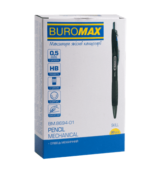 Олівець мех. 0,5мм BUROMAX 8694-01 чорний з грипом (20), /BM.8694-01/ - изображение 2