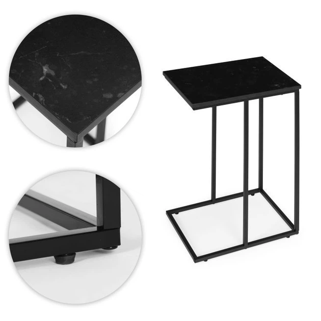 Приставний столик ModernHome by Multistore для ноутбука журнальний у формі літери C Чорний мармур (5905817005543) - зображення 4
