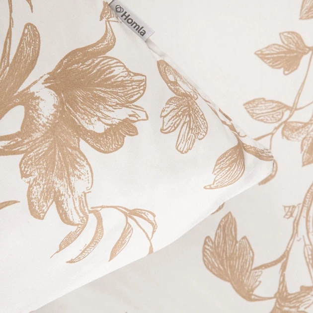 Komplet pościeli Homla Elena Poszewka na kołdrę 160 x 200 cm + 2 poszewki na poduszki 70 x 80 cm z mikrofibry w kwiaty beżowy (5906496755569) - obraz 4