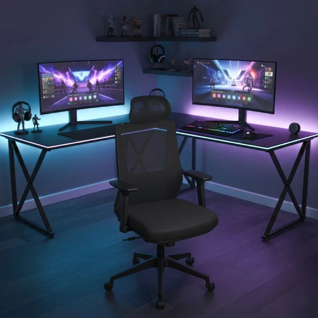 Офісне крісло ModernHome by Multistore поворотне ергономічне Чорне 3219 (5905817009305) - зображення 10