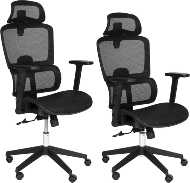 Офісне крісло ModernHome by Multistore поворотне ергономічне Чорне 9591 (5905817009312) - зображення 4