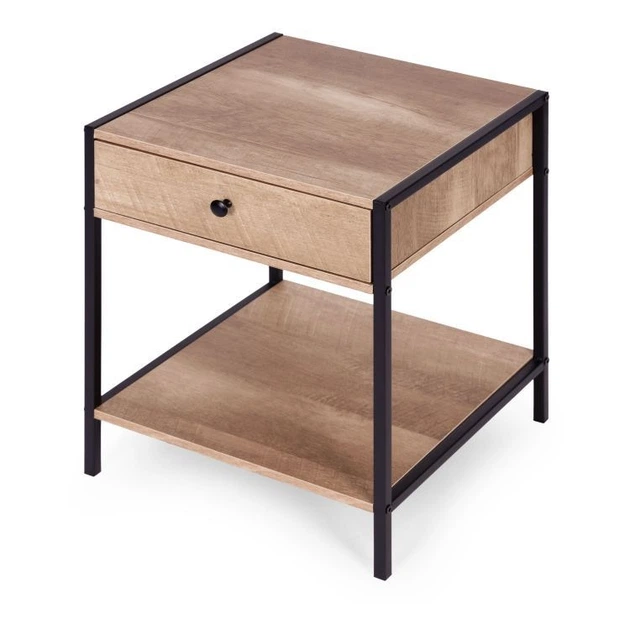 Szafka nocna ModernHome by Multistore Loft z szufladą i półką Jasny dąb (WYJ-085 GRAY) - obraz 3