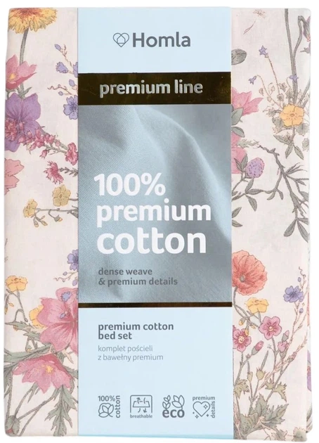 Комплект постільної білизни Homla Meadow Flowers Підковдра 140 x 200 см + 1 наволочка 50 x 60 см бавовняний у маки з червоним кантом (5906496724831) - зображення 2