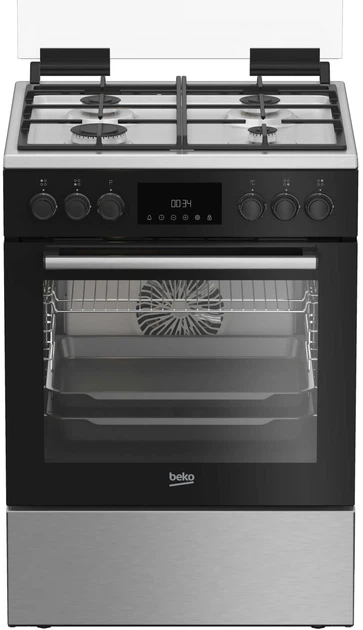 Комбинированная плита Beko, 72 л, 60x60 см, с дисплеем, конвекционным нагревом, чугунными решетками, черного цвета. (629672) - изображение 2