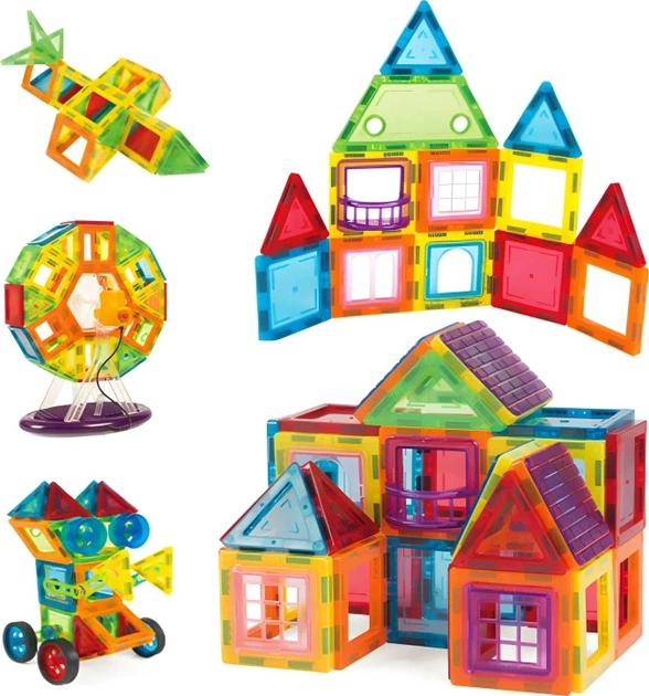 Магнітний конструктор ModernHome by Multistore Будинок з автомобілем та причепом 106 елементів HC473205 (5905817008131) - зображення 6