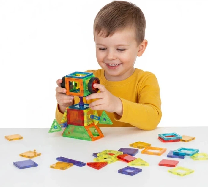 Магнітний конструктор ModernHome by Multistore Будинок з автомобілем та причепом 106 елементів HC473205 (5905817008131) - зображення 8