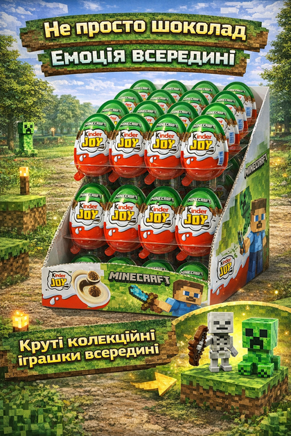 Kinder Joy Minecraft 8 шт по 20 г кіндер джой майнкрафт шоколадне яйце з іграшкою сюрприз Ferrero для дітей подарунок фанатам гри колекційна фігурка нова серія - Фото 5 Kinder Joy Minecraft 8 шт по 20 г кіндер джой майнкрафт шоколадне яйце з іграшкою сюрприз Ferrero для дітей подарунок фанатам гри колекційна фігурка нова серія - зображення 5