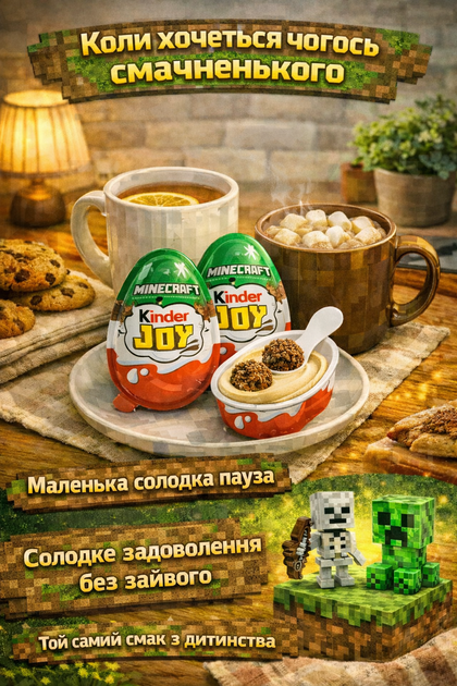 Kinder Joy Minecraft 18 штук по 20 г кіндер джой майнкрафт