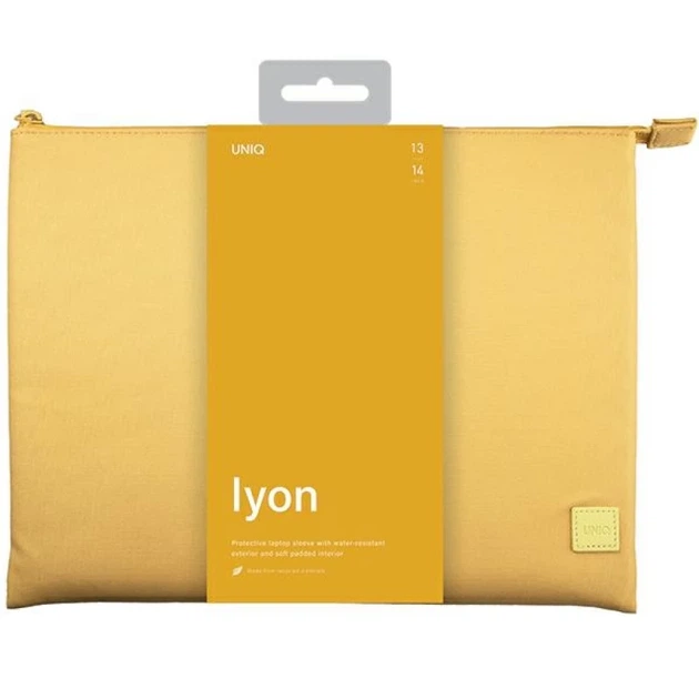 Чехол-конверт UNIQ Lyon Sleeve Waterproof RPET 14" Canary Yellow (UNIQ-LYON(14)-CYELLOW) - Фото 3 Чехол-конверт UNIQ Lyon Sleeve Waterproof RPET 14" Canary Yellow (UNIQ-LYON(14)-CYELLOW) - изображение 3