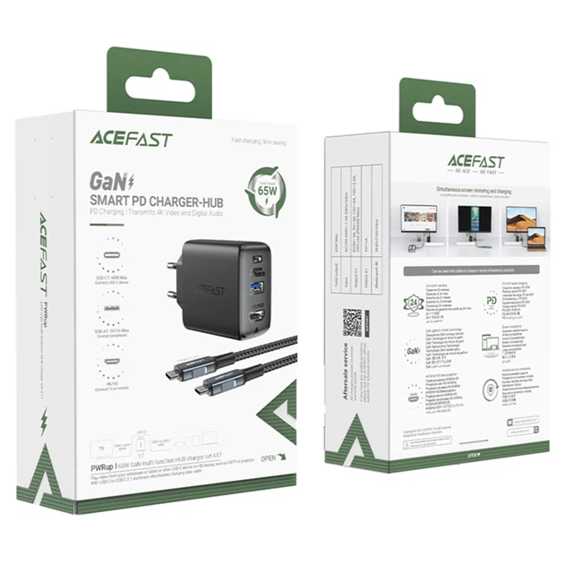 Сетевое зарядное устройство Acefast A17 65W USB-C | USB-A | HDMI with USB-C to USB-C Cable White (A17 white) - изображение 9