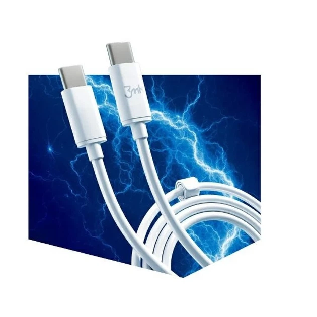 Кабель 3mk Hyper Cable USB-C to USB-C 100W 2m White (5903108464543) - Фото 3 Кабель 3mk Hyper Cable USB-C to USB-C 100W 2m White (5903108464543) - изображение 3