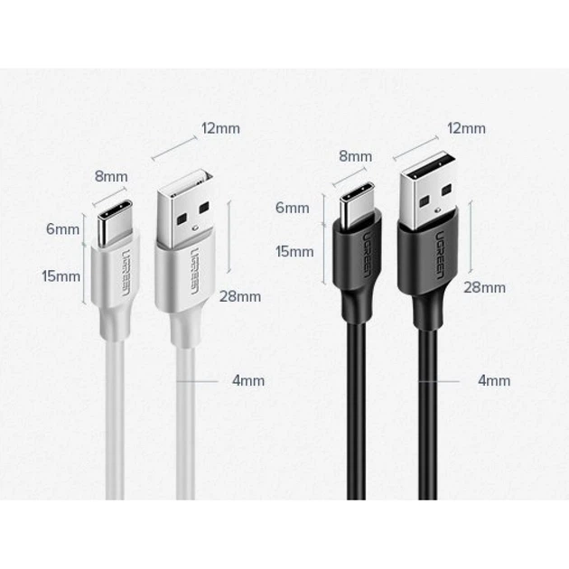 Кабель Ugreen USB-A to USB Type-C 3A 1.5m Black (6957303861170) - Фото 11 Кабель Ugreen USB-A to USB Type-C 3A 1.5m Black (6957303861170) - зображення 11