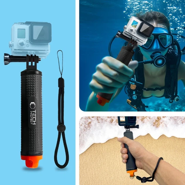 Водонепроницаемый монопод Tech-Protect GА100 Float Hand Grip для GoPro | DJI Black (5906302372447) - изображение 3