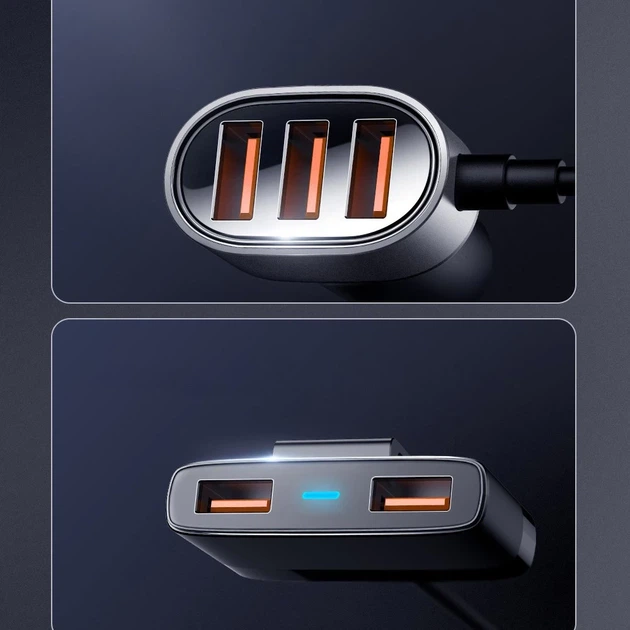 Автомобильное зарядное устройство Joyroom 5x USB-A with Extension Cable 6.2A Black (JR-CL03) - Фото 11 Автомобильное зарядное устройство Joyroom 5x USB-A with Extension Cable 6.2A Black (JR-CL03) - изображение 11