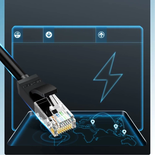 Патчкорд Ugreen Ethernet RJ45 Cat 6 UTP 1000Mbps 20m Black (UGR673BLK) - Фото 4 Патчкорд Ugreen Ethernet RJ45 Cat 6 UTP 1000Mbps 20m Black (UGR673BLK) - зображення 4