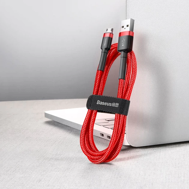 Кабель Baseus Cafule USB-A to Micro-USB 1m Red (CAMKLF-B09) - Фото 6 Кабель Baseus Cafule USB-A to Micro-USB 1m Red (CAMKLF-B09) - изображение 6