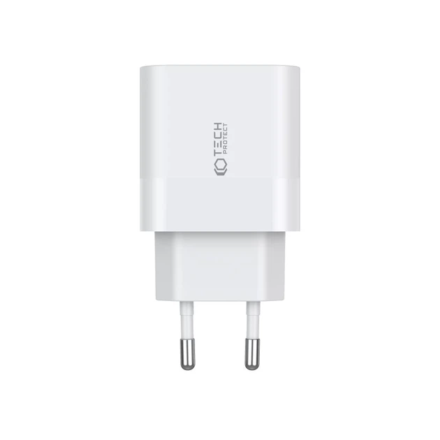 Мережевий зарядний пристрій Tech-Protect 20W 2xUSB-C with USB-C to USB-C Cable 1m White (9319456607291) - зображення 4