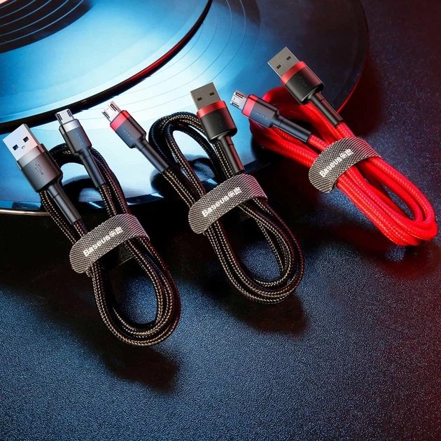 Кабель Baseus Cafule USB-A to Micro-USB 1m Red (CAMKLF-B09) - Фото 7 Кабель Baseus Cafule USB-A to Micro-USB 1m Red (CAMKLF-B09) - изображение 7