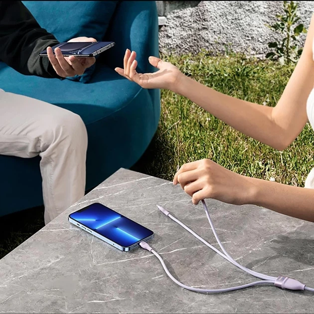 Кабель Baseus Flash 2 USB-A/USB-C to USB-C/Lightning/Micro-USB 1.5m Purple (CASS030205) - изображение 12