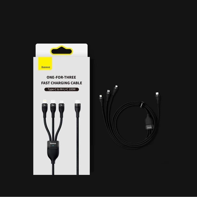 Кабель Baseus Flash 2 USB-A/USB-C to USB-C/Lightning/Micro-USB 1.5m Purple (CASS030205) - изображение 14