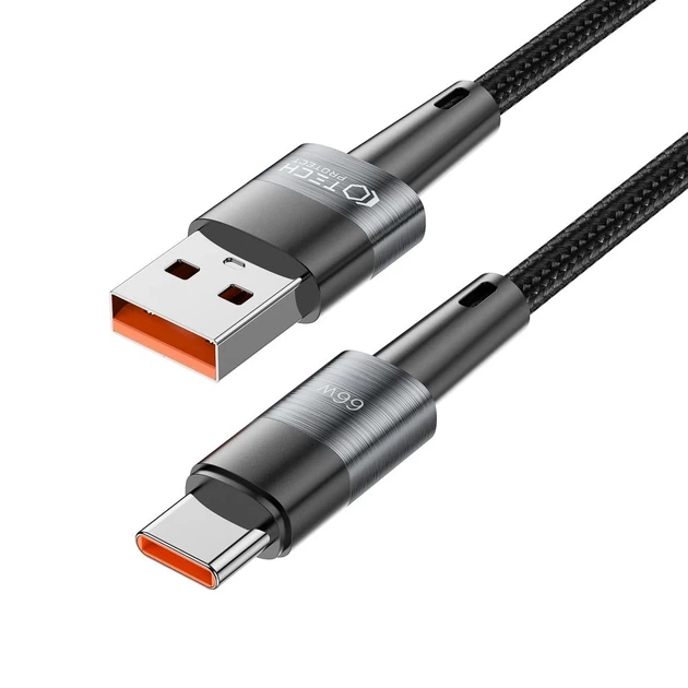 Кабель Tech-Protect UltraBoost Type-C Cable 66W | 6A 200cm Grey (9490713934142) - Фото 3 Кабель Tech-Protect UltraBoost Type-C Cable 66W | 6A 200cm Grey (9490713934142) - изображение 3