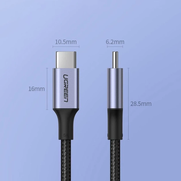 Кабель Ugreen Quick Charge USB Type-C to USB Type-C 100W 5A 480Mbps 1m Gray (UGR1149GRY) - изображение 13