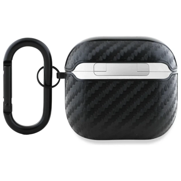 Чехол для наушников BMW Carbon Double Metal Logo для AirPods 4 Black (BMA4WMPUCA2) - изображение 2