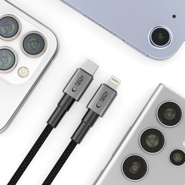 Кабель Tech-Protect Ultraboost DNA USB-C to Lightning 27W 1 m Iron Grey (5906302380879) - Фото 4 Кабель Tech-Protect Ultraboost DNA USB-C to Lightning 27W 1 m Iron Grey (5906302380879) - изображение 4