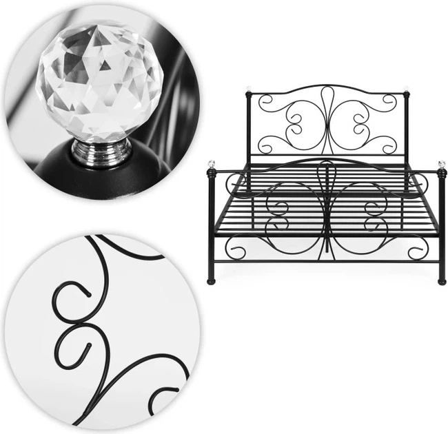 Łóżko ModernHome by Multistore metalowe ze stelażem 140 x 200 cm Czarne (DNYSF333A) - obraz 8