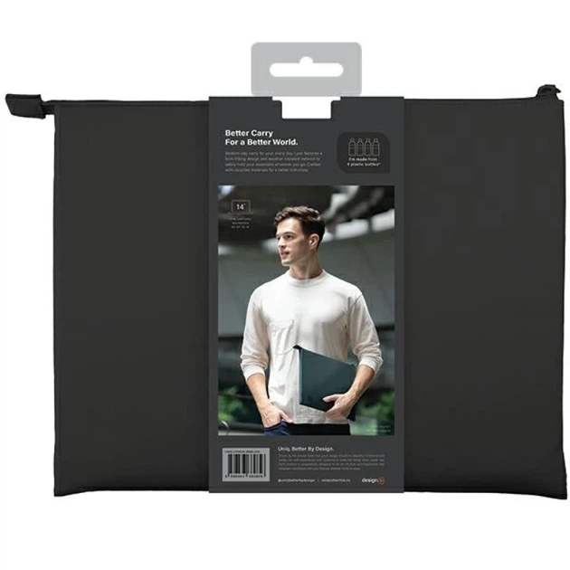Чехол-конверт UNIQ Lyon Sleeve Waterproof RPET 16" Midnight Black (UNIQ-LYON(16)-MNBLACK) - изображение 4