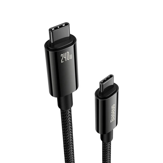 Кабель Baseus Tungsten Gold USB-C to USB-C QC PD 3.1 480Mb/s 240W 1 m Black (CAWJ040001) - изображение 2