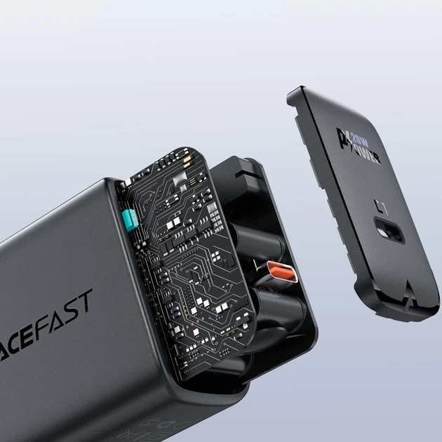Мережевий зарядний пристрій Acefast A1 QC 20W USB-C Black (A1 black) - зображення 9